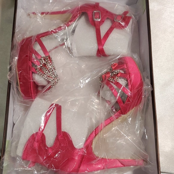 Bebe Jodi Hot Pink Crystal Embellished Heels - Picture 7 of 7
